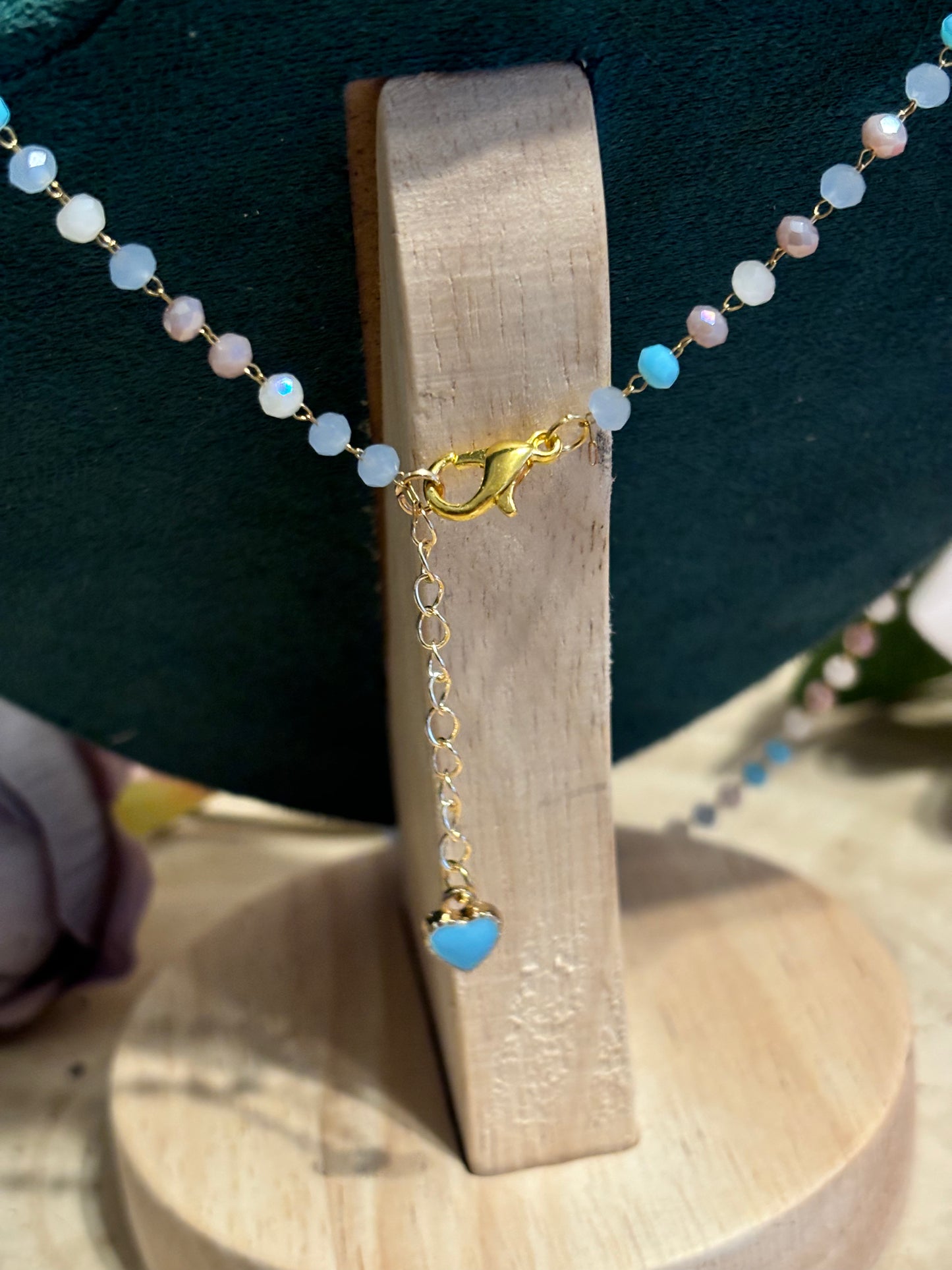 Rose quartz heart gemstone necklace